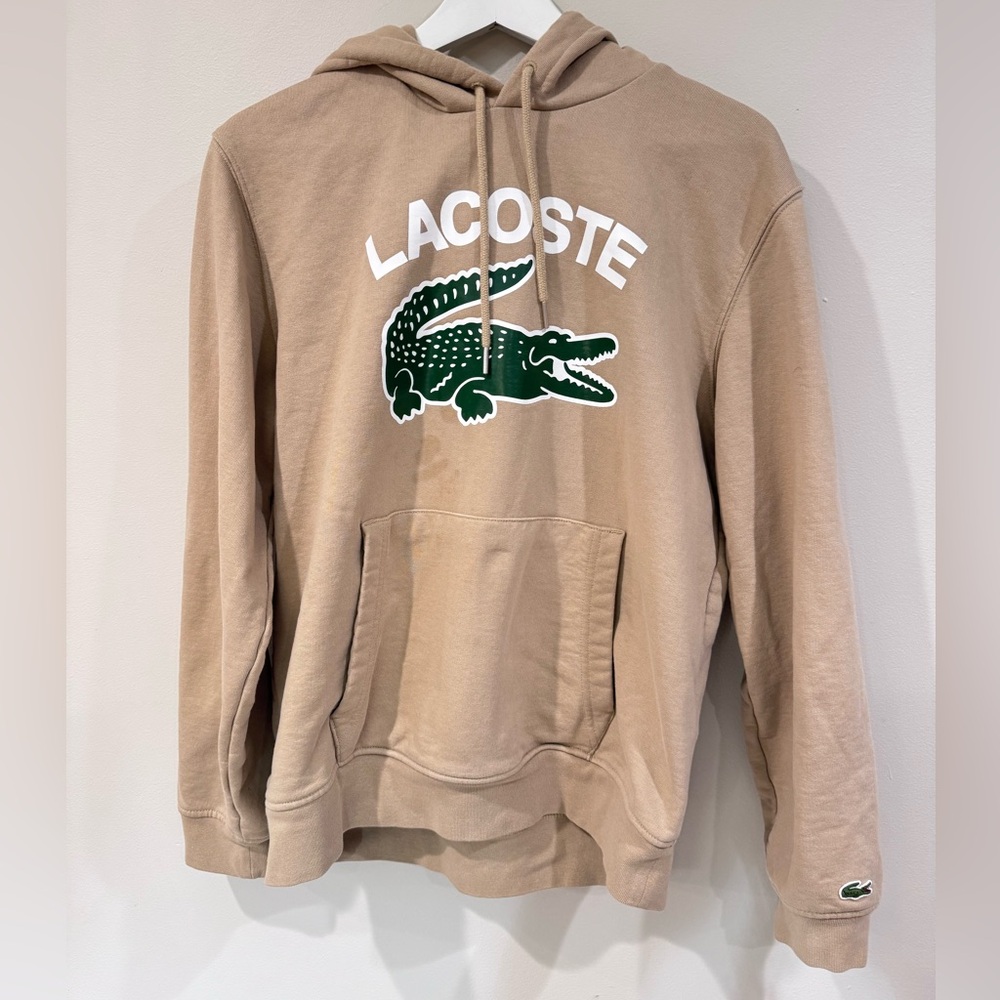 Lacoste Beige Hoodie with Drawstrings